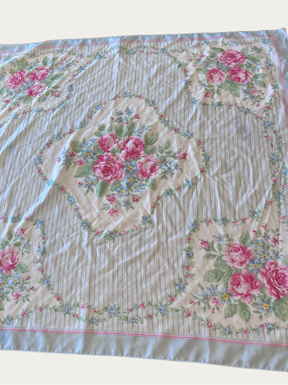 Rose Cabbage Floral Patterned Vintage Scarf